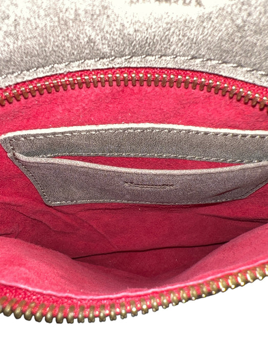 Hammitt Gray & Red Leather Suede Gold Hardware Zip closure Cross Body Bag Gray & Red / M