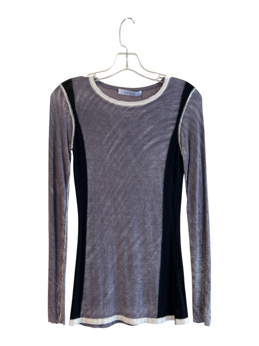 Kokun Size XS Black Gray Bamboo & Cashmere Long Sleeve Round Neck Acid Wash Top Black Gray / XS