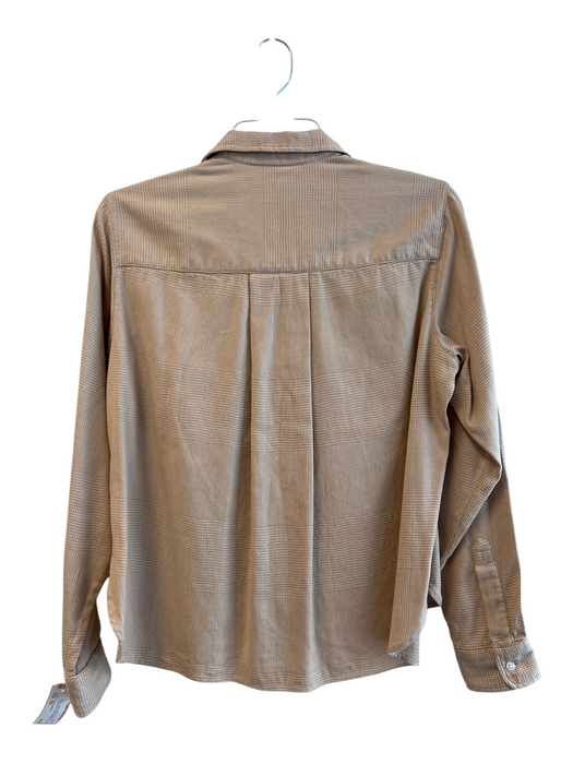 Frank & Eileen Size XS Beige Cotton Blend Long Sleeve Houndstooth Accent Top Beige / XS