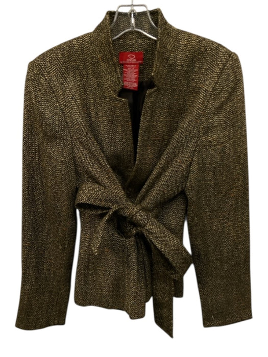 Oscar by Oscar de la Renta Size 8 Beige & Multi Acrylic Blend Long Sleeve Jacket Beige & Multi / 8