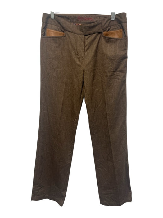 Robert Graham Size M Brown Pinstripe Mid Rise Bootcut Pants Brown / M