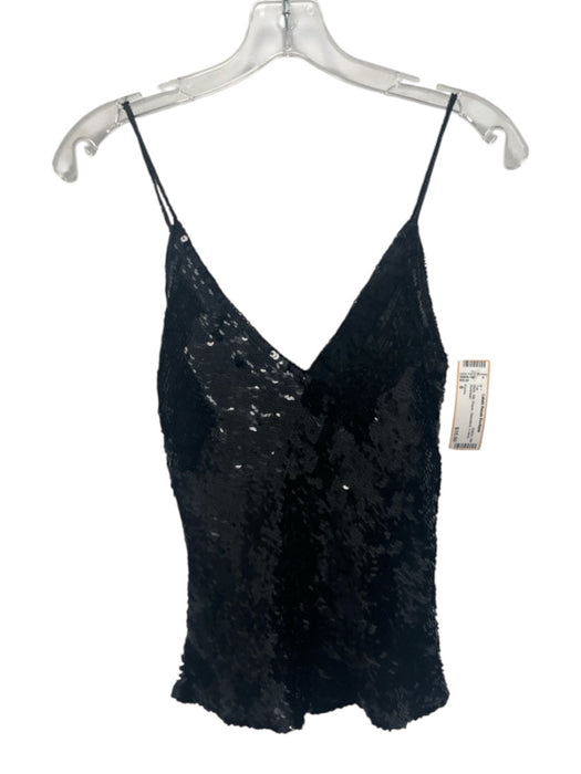 Cache Size 8 Black Silk Sequin Sleeveless V Neck Top Black / 8