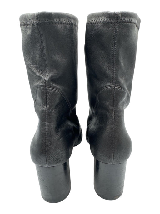 Donald Pliner Shoe Size 10 Black Leather Low Calf Pull On Cylinder Heel Boots Black / 10