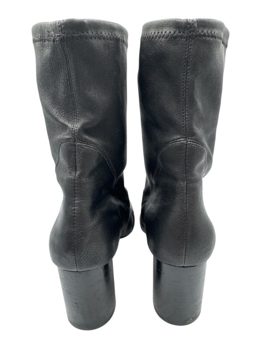 Donald Pliner Shoe Size 10 Black Leather Low Calf Pull On Cylinder Heel Boots Black / 10