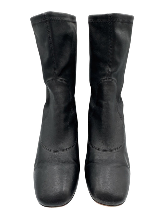 Donald Pliner Shoe Size 10 Black Leather Low Calf Pull On Cylinder Heel Boots Black / 10