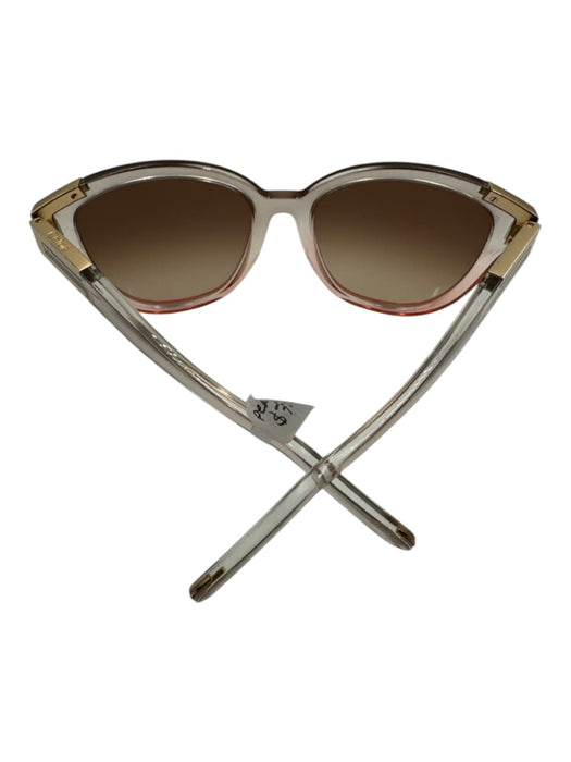 Chloe gold, clear, pink Acetate Gold Tone Hardware Cat Eye Sunglasses Gold, Clear, Pink