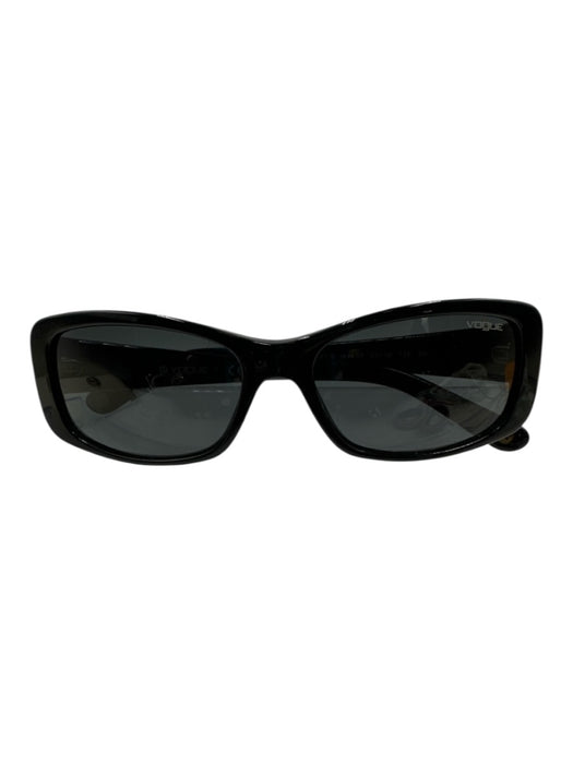 Vogue Black Acetate Rectangle Sunglasses Black