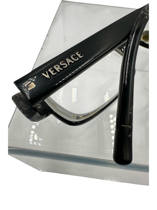 Versace Black & Clear Acetate Narrow Rectangle Glasses Black & Clear