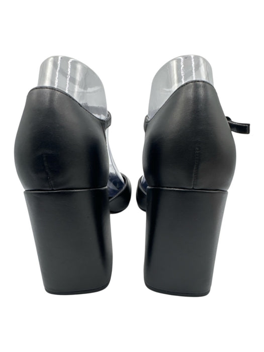 Marc Fisher Shoe Size 10 Black Leather Block Heel Square Toe Ankle Strap Pumps Black / 10