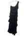 Marchesa Notte Size 12 Black & Silver Rhinestone Tiered Maxi One Shoulder Dress Black & Silver / 12