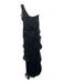 Marchesa Notte Size 12 Black & Silver Rhinestone Tiered Maxi One Shoulder Dress Black & Silver / 12