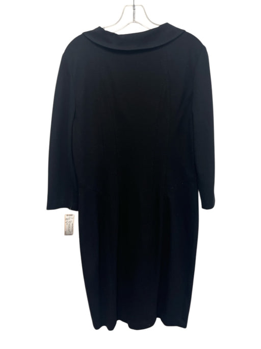 Elie Tahari Size 10 Black Viscose Blend Long Sleeve Collar 1/2 Zip Midi Dress Black / 10