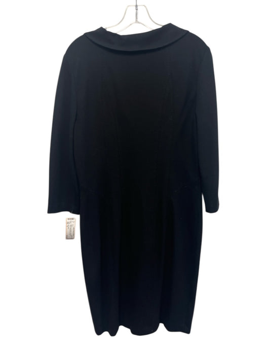 Elie Tahari Size 10 Black Viscose Blend Long Sleeve Collar 1/2 Zip Midi Dress Black / 10
