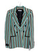 PH5 Size S Green Beige White Rayon Blend Blazer Knit Striped Jacket Green Beige White / S