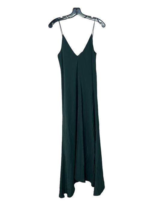 Tibi Size 4 Green Silk Spaghetti Strap V Neck & Back Slip Seam Detail Dress Green / 4