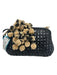 SERPUI Black & Tan Woven Clear Pom Pom kiss lock Clutch Black & Tan