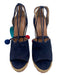 Aquazzura Shoe Size 38 Navy, Red, Tan Leather Upper Beaded Detail Wedges Navy, Red, Tan / 38