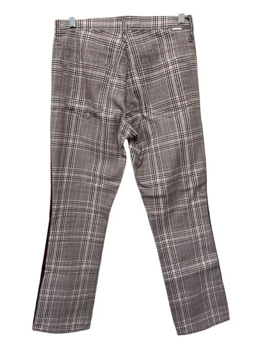 Mother Size 27 White, Brown & Pink Cotton Blend Zip & Button Plaid Pants White, Brown & Pink / 27