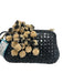 SERPUI Black & Tan Woven Clear Pom Pom kiss lock Clutch Black & Tan