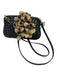 SERPUI Black & Tan Woven Clear Pom Pom kiss lock Clutch Black & Tan