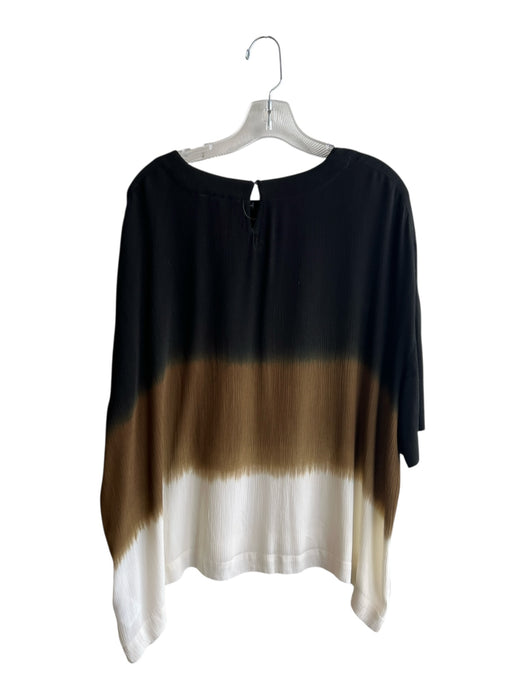 masai Size Medium Black, Brown & Cream Viscose Drop Shoulder Half Sleeve Top Black, Brown & Cream / Medium