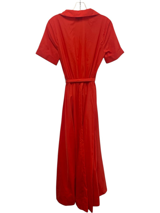 Staud Size 2 Red Nylon Short Sleeve 1/2 Button Collared Shirt Dress Red / 2