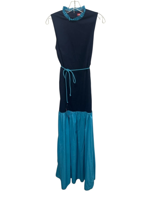 Staud Size 2 Mixed Blues Cotton & Nylon Sleeveless Fabric & Color Block Dress Mixed Blues / 2