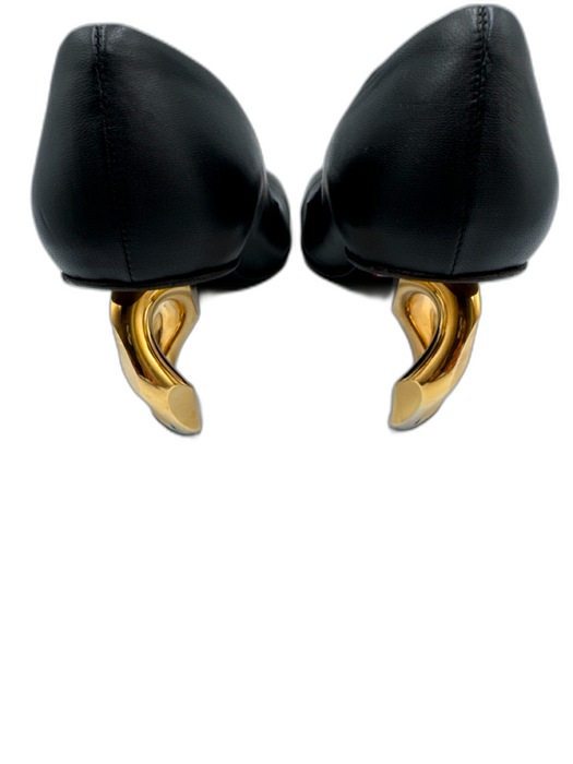 JW Anderson Shoe Size 38 Black & Gold Leather & Metal Round Toe Metal Heel Pumps Black & Gold / 38