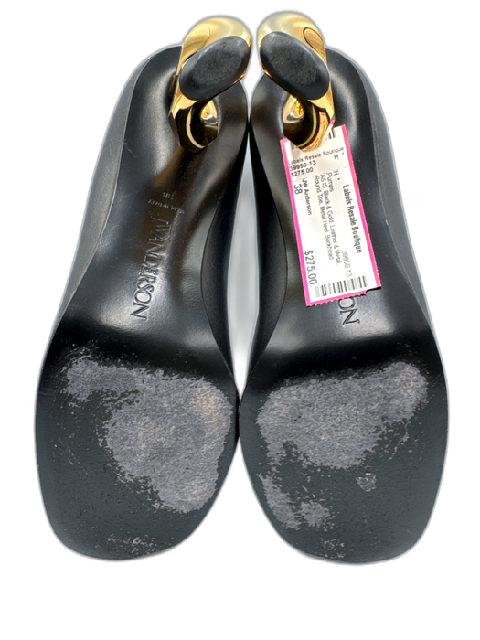 JW Anderson Shoe Size 38 Black & Gold Leather & Metal Round Toe Metal Heel Pumps Black & Gold / 38