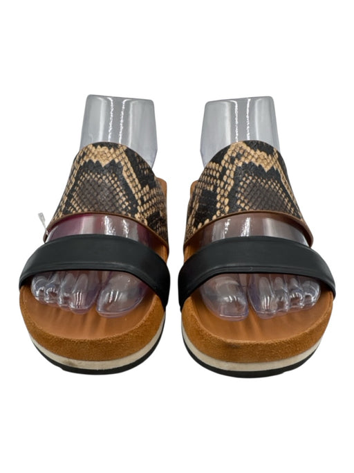Vince Shoe Size 36.5 Tan & black Snake 2 Strap Round Toe Slide Sandals Tan & black / 36.5