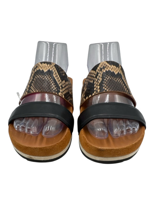 Vince Shoe Size 36.5 Tan & black Snake 2 Strap Round Toe Slide Sandals Tan & black / 36.5