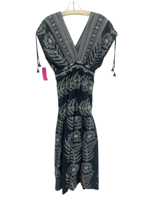 Omika Size S Gray & White Cotton Sleeveless Drawstring Shoulders Maxi Dress Gray & White / S