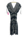 Omika Size S Gray & White Cotton Sleeveless Drawstring Shoulders Maxi Dress Gray & White / S