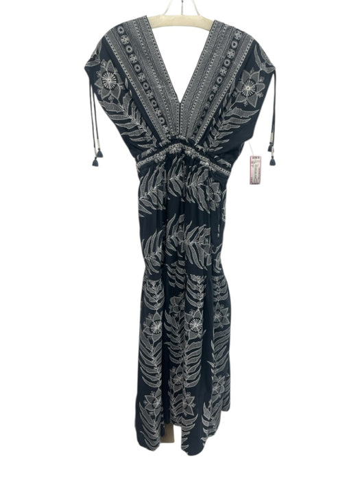 Omika Size S Gray & White Cotton Sleeveless Drawstring Shoulders Maxi Dress Gray & White / S