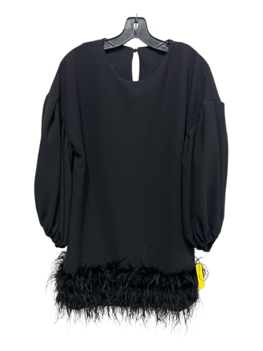 Marielle Size S Black Polyester Ostrich Feathers Puff 3/4 Sleeve Mini Dress Black / S