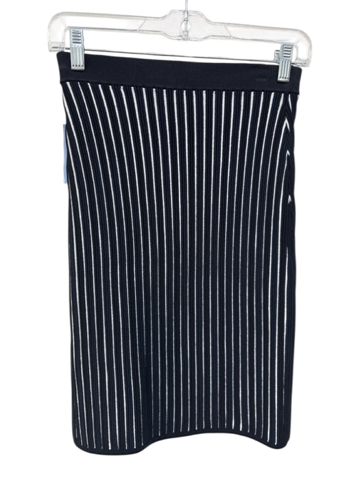 Reiss Size 0 Black & White Viscose & Nylon Striped Elastic Waist Skirt Black & White / 0