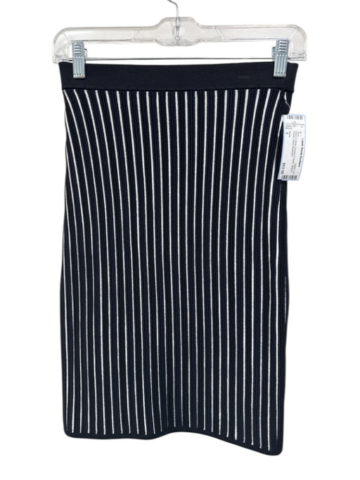 Reiss Size 0 Black & White Viscose & Nylon Striped Elastic Waist Skirt Black & White / 0