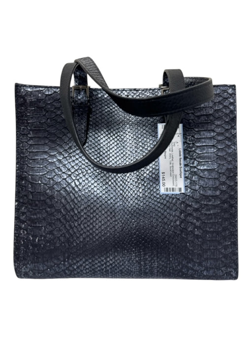 Silvano Biagini Gunmetal Leather Snakeskin Embossed pony hair Shiny Tote Bag Gunmetal