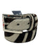 AL & C White & Brown Leather Pony Hair Zebra Print Silver Tone Buckle Belts White & Brown / 32