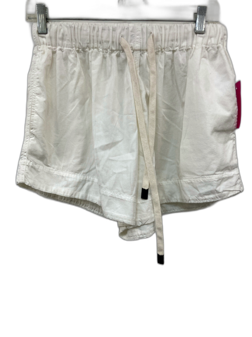 Bassike Size 2 White Cotton Elastic Drawstring Waist Pockets Shorts White / 2