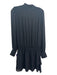 Parker Size S Black Polyester Tie V Neck Long Sleeve Elastic Waist Tiered Dress Black / S