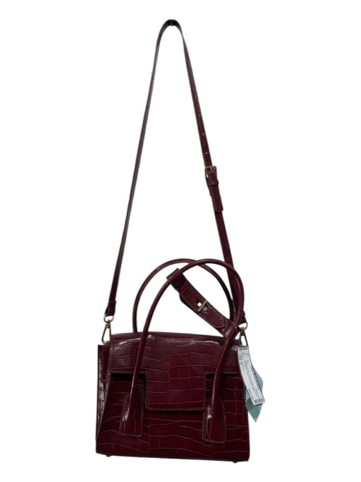 No Brand Burgundy Red Faux Leather Embossed Crossbody Gold Hardware Bag Burgundy Red / S