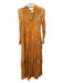 By Anthropologie Size S Orange & Gray Polyester Maxi Long Sleeve Floral Dress Orange & Gray / S