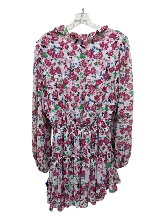 Misa Size Small Blue, Green, Pink Polyester Blend Long Sleeve Floral Sheer Dress Blue, Green, Pink / Small