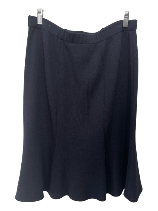 St John Collection Size 12 Black Wool Blend Elastic Waist Trumpet Skirt Black / 12