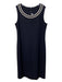 St John Collection Size 14 Black & White Wool Blend Sleeveless Knee Length Dress Black & White / 14