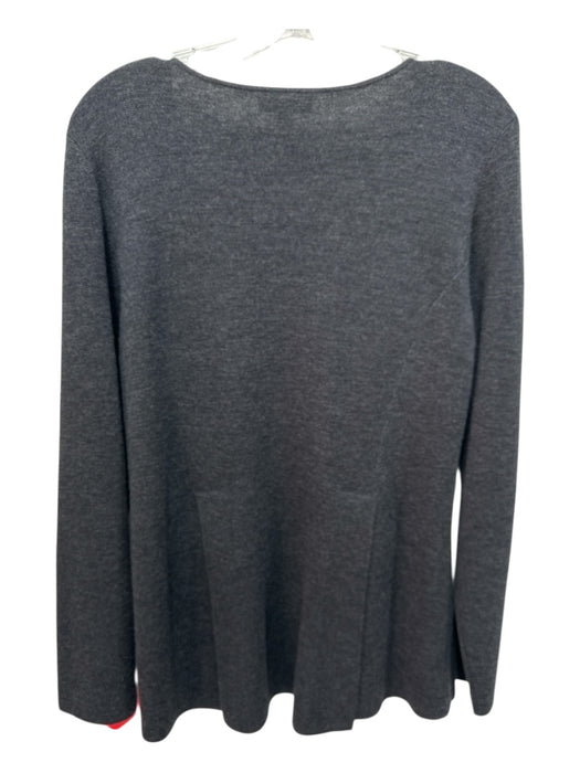 Eileen Fisher Size XL Dark Gray Merino Wool Zip Long Sleeve Knit Top Dark Gray / XL