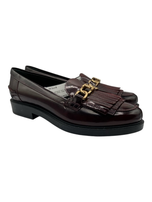 Tods Shoe Size 42 Burgundy Red Leather Tassel Gold Hardware Rubber Sole Loafers Burgundy Red / 42