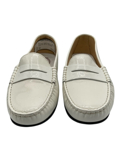 Tods Shoe Size 41 Ivory White Patent Leather Dri-Fit Square Toe Slip On Flats Ivory White / 41