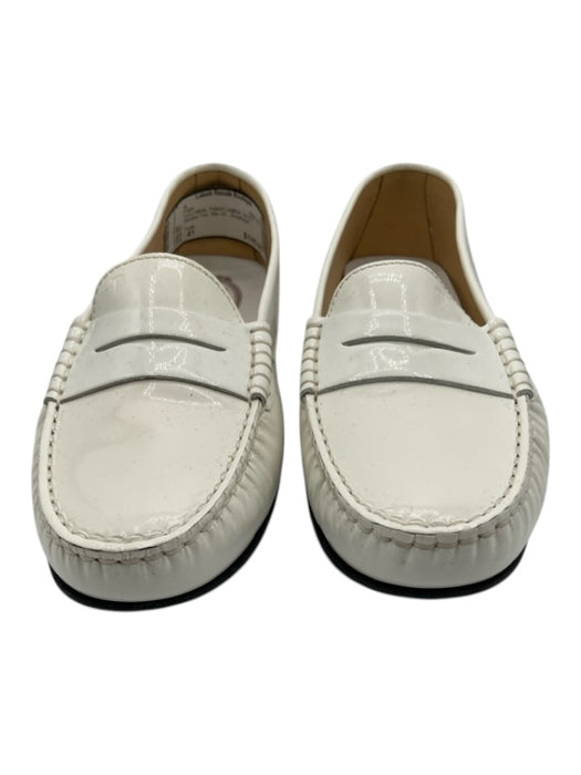 Tods Shoe Size 41 Ivory White Patent Leather Dri-Fit Square Toe Slip On Flats Ivory White / 41